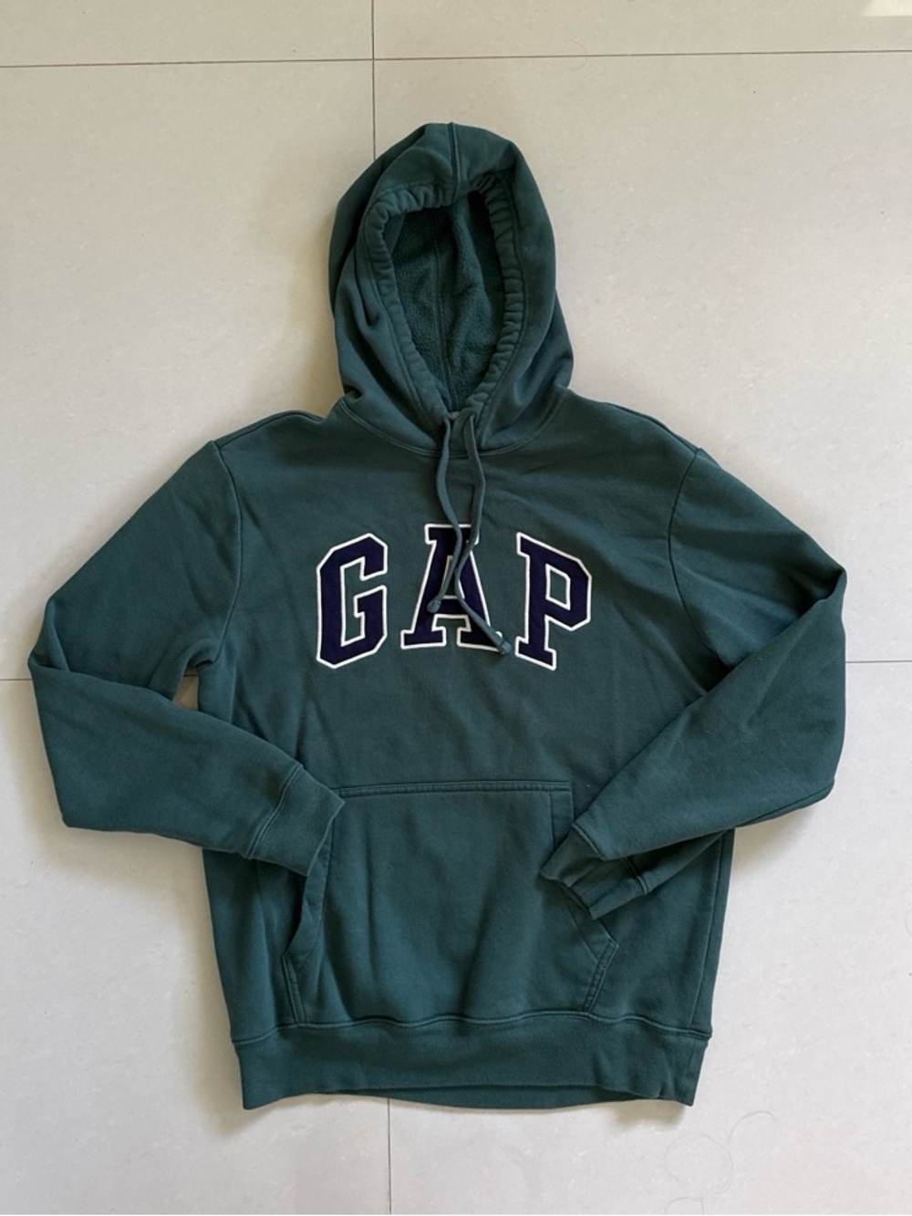 GAP Men's Forest Green Crewneck Hoodie with Logo